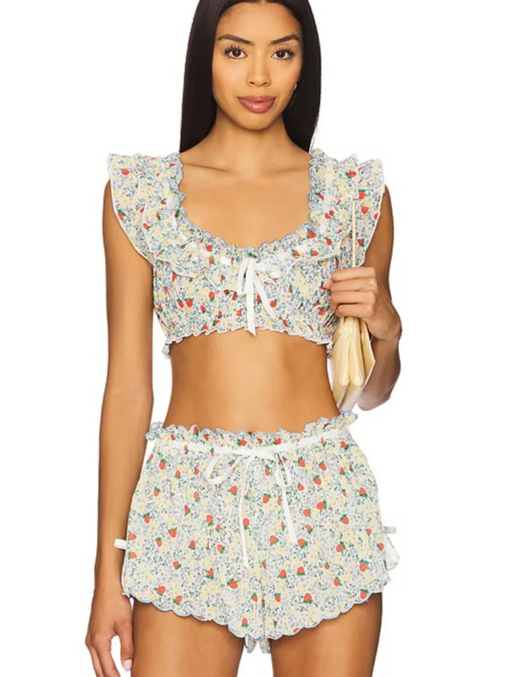 For Love & Lemons Strawberry Kiss Crop Top (S) + Short (S) Set | Small | NWT